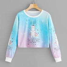 Romwe Letter And Cartoon Print Tie Dye Crop Sweatshirt