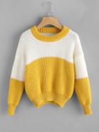 Romwe Color Block Knit Sweater