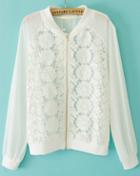 Romwe Embroidered Sheer Organza Coat