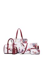 Romwe Plum Blossom Flower Pu Bag Set 6pcs