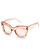 Romwe Pink Clear Frame Gold Trim Cat Eye Sunglasses