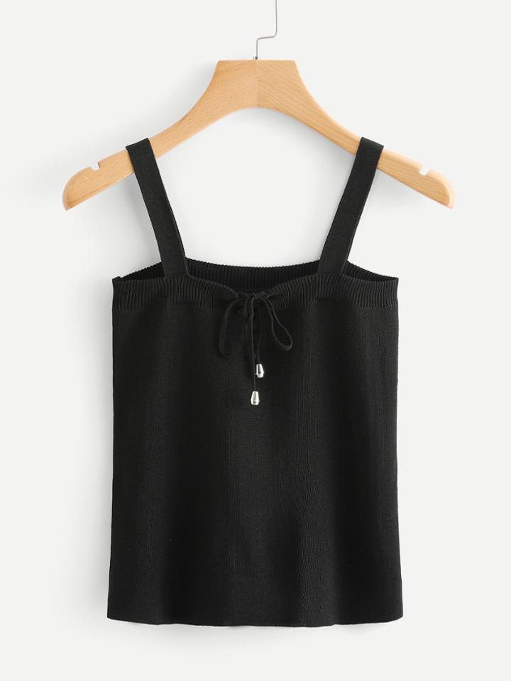 Romwe Tie Neck Knit Cami Top