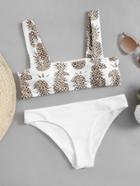 Romwe Pineapple Print Seam Detail Bikini Set