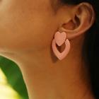 Romwe Open Textured Heart Stud Earrings 1pair