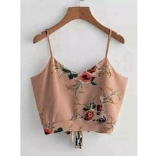 Romwe Plus Knot Back Floral Cami Top