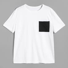 Romwe Men Contrast Pocket  Tunic Tee