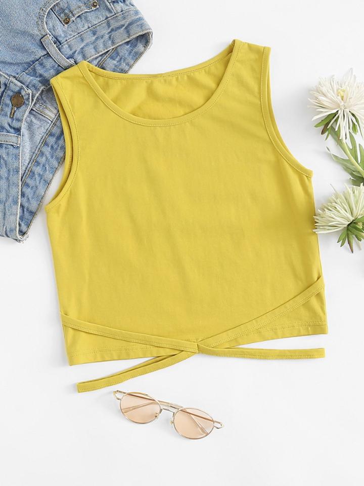 Romwe Cut Out Waist Crop Top