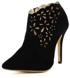 Romwe Black Hollow High Heel Shoes