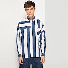 Romwe Men Cartoon Print Striped Shirt