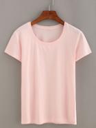Romwe Basic Short Sleeve T-shirt - Pink