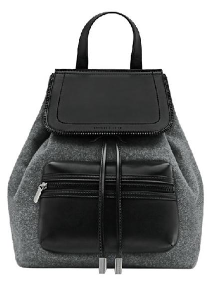 Romwe Grey Zipper Drawstring Pu Backpacks