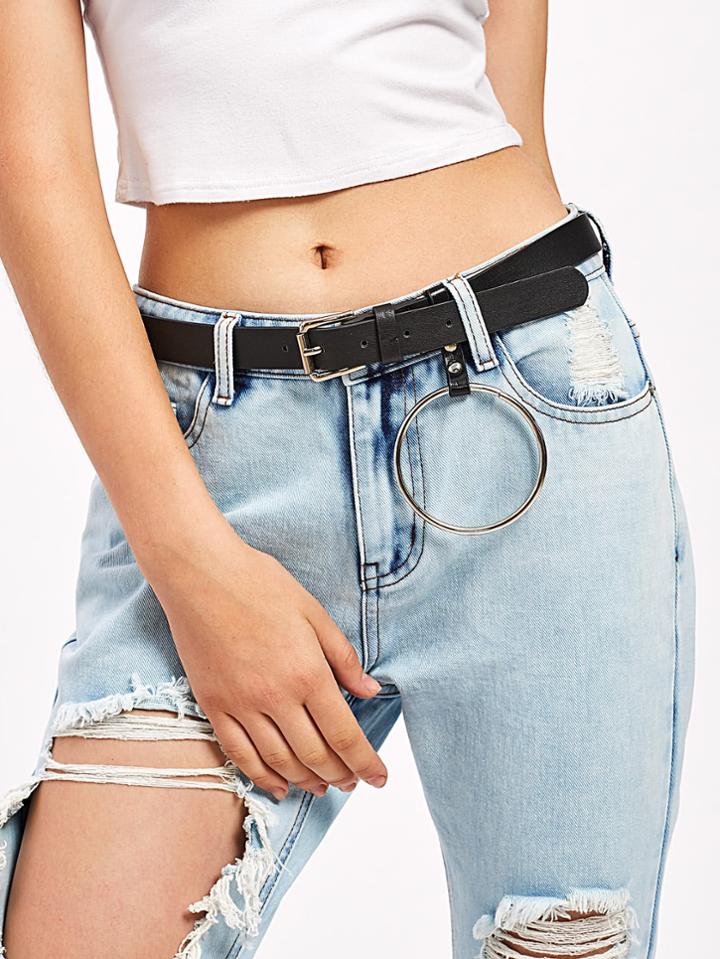 Romwe Buckle Belt With O Ring