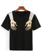 Romwe Abstract Hand Print T-shirt