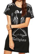 Romwe Simple Skull Print Dress