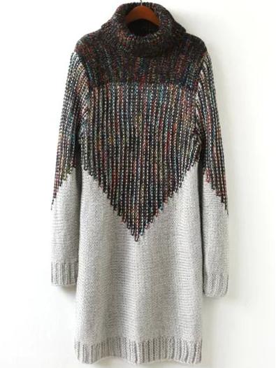 Romwe Turtleneck Grey Sweater Dress