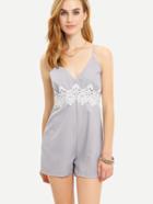 Romwe Lace Applique Cami Romper