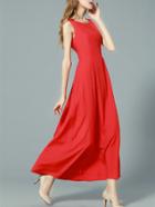 Romwe Red Sleeveless Backless Maxi Dress