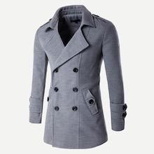 Romwe Men Double Breasted Slit Back Solid Coat