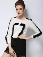 Romwe Long Sleeve Top With Tassel Shorts