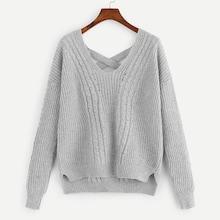 Romwe Crisscross-back Cable Knit Jumper