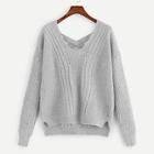 Romwe Crisscross-back Cable Knit Jumper