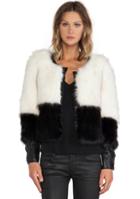 Romwe Colour-block Faux Fur Coat