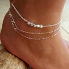 Romwe Metal Decorated Layered Chain Anklet