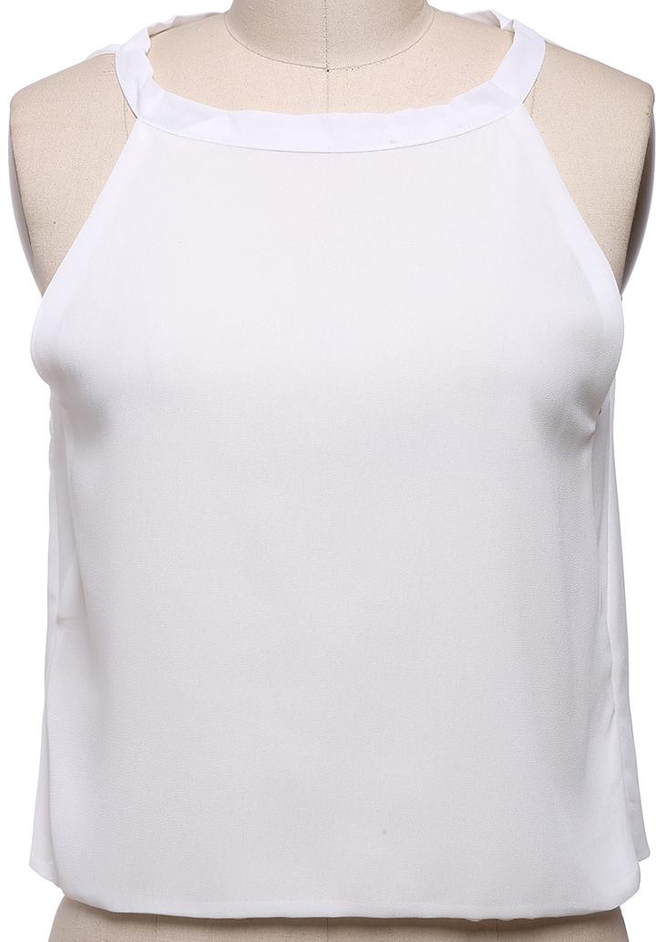 Romwe Back Hollow With Bows Chiffon White Blouse