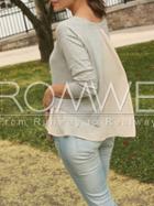 Romwe Grey Apricot Color Block T-shirt