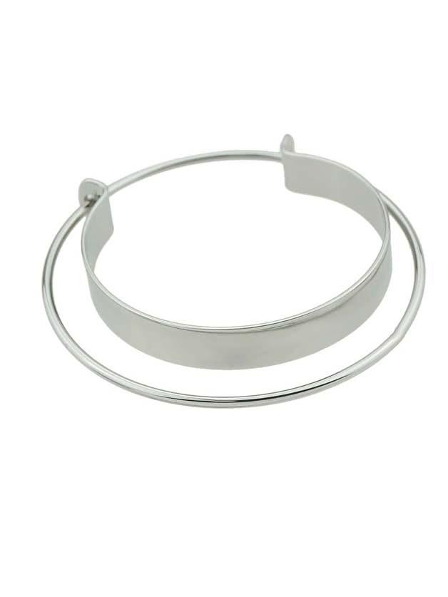 Romwe Silver Open Cuff Statement Bracelet