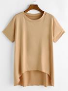 Romwe Apricot Short Sleeve Dip Hem T-shirt