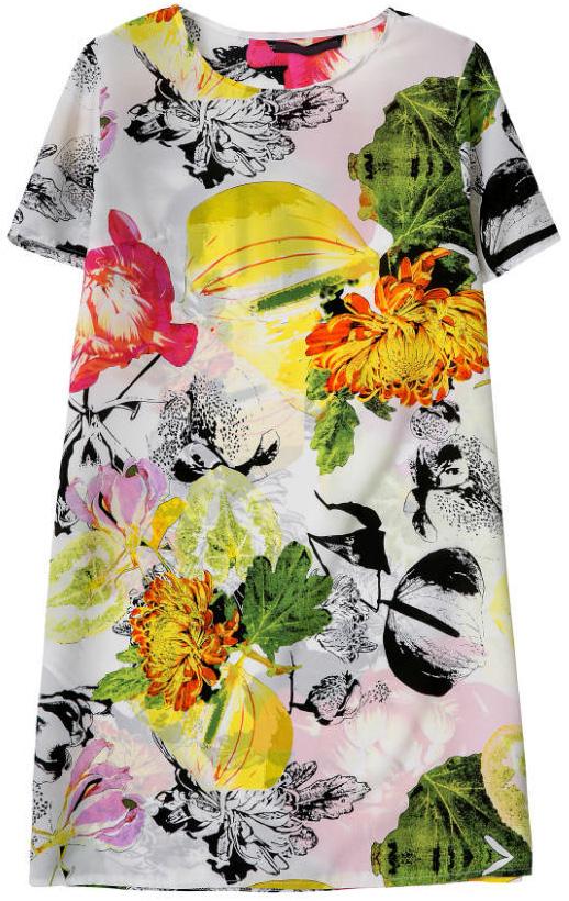 Romwe Chrysanthemum Print Short Sleeve Dress