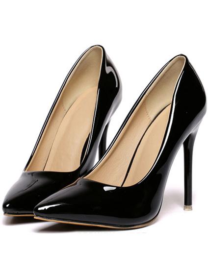 Romwe Black Point Toe High Stiletto Heel Pumps
