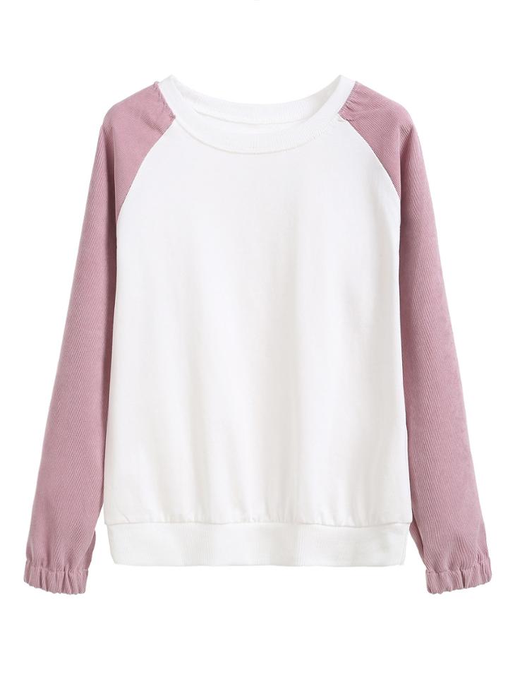 Romwe Color Block Raglan Sleeve Sweatshirt