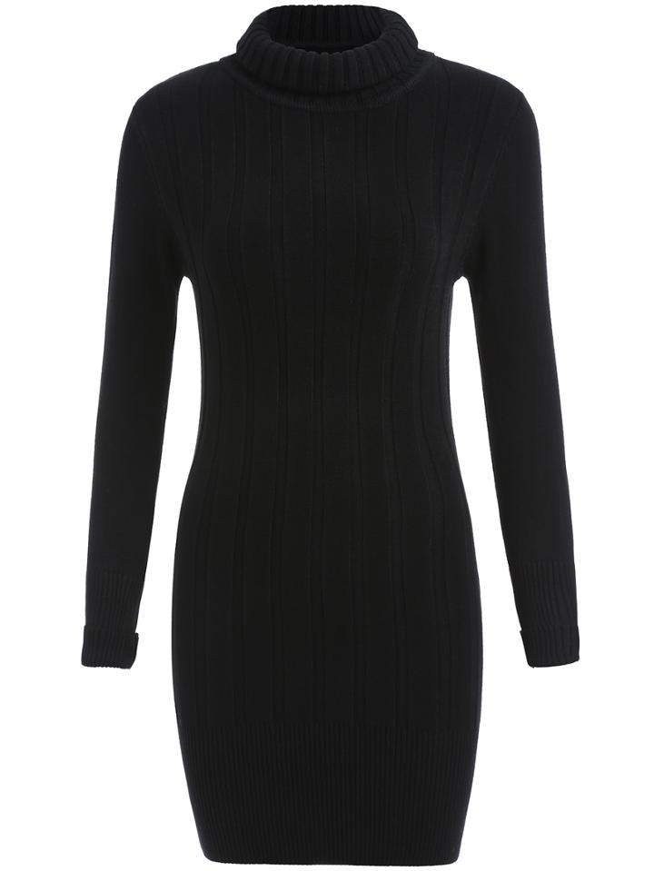 Romwe Turtleneck Long Sleeve Bodycon Sweater Dress