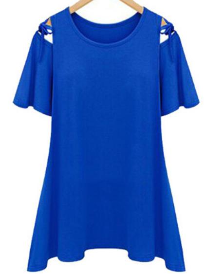 Romwe Cutout Tie-shoulder Swing T-shirt