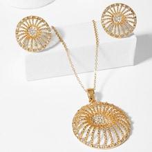 Romwe Hollow Round Pendant Necklace & Earrings