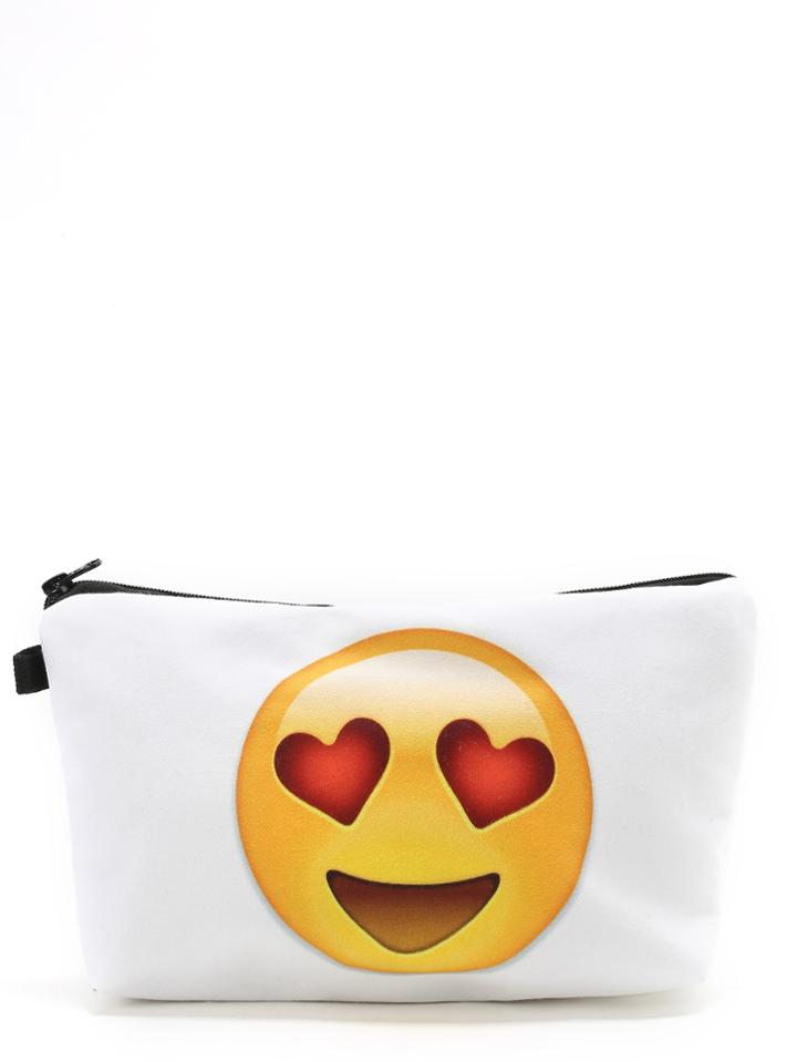 Romwe Emoji Print Makeup Bag