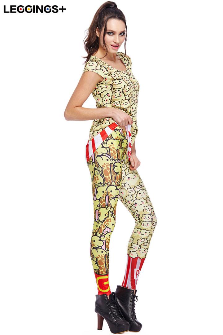 Romwe Romwe Cartoon Chips & Popcorn Print Leggings