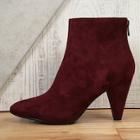 Romwe Cone Heel Pointy Toe Back Zip Ankle Boots