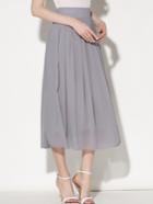 Romwe Grey Elastic Waist Chiffon Pleated Skirt