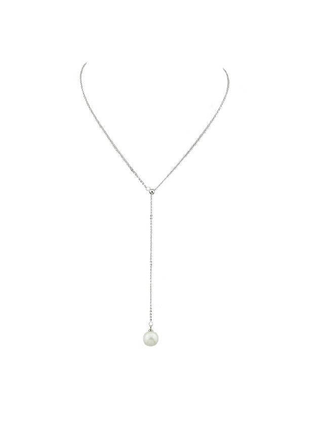 Romwe Silver Simulated-pearl Pendant Necklace