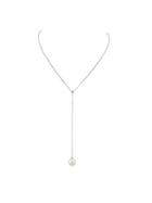 Romwe Silver Simulated-pearl Pendant Necklace