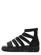 Romwe Black Open Toe Caged T-strap Gladiator Sandals