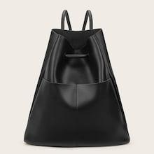 Romwe Pocket Front Backpack With Drawstring
