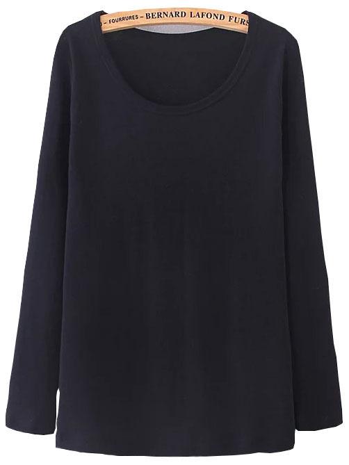 Romwe Long Sleeve Black T-shirt