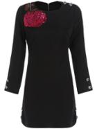 Romwe Long Sleeve Rose Sequined Bead Dress