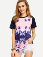 Romwe Multicolor Short Sleeve Print T-shirt Dress