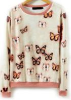 Romwe Butterfly Print Loose Sweatshirt