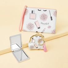 Romwe Cosmetic Pattern Makeup Bag & Mirror & Wallet 3pack